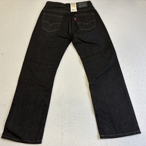 Levis 505 Boys Regular Straight Leg Jeans Black Adjustable Waistband 12R 26x26 - Picture 6 of 8